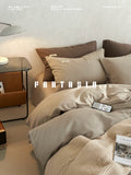 Load image into Gallery viewer, FANTASIA Collection Dream Planet [Almond Parfait] Vintage Coffee Waffle Cotton Four-piece Cotton Sheet
