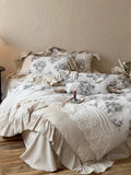 Load image into Gallery viewer, French retro printing cotton polished four-piece set autumn and winter thickened cotton lace quilt cover princess wind bedding