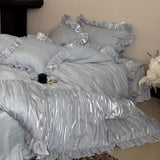 Load image into Gallery viewer, French girl cotton long-staple cotton abraded bed four-piece set pure cotton jacquard pleated lace quilt cover bed sheet bedding