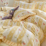 Load image into Gallery viewer, Winter Romantic Carved Milk Fleece Four-piece French Double-sided Fleece Thickened Quilt Cover Sheet Warm Fleece Bedding