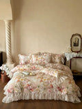 Load image into Gallery viewer, Romantic girl thickened tencel cotton polished four-piece French oil painting quilt cover princess wind autumn and winter bedding