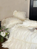 Load image into Gallery viewer, French romantic girl princess style four-piece set cotton abraded pleated chiffon lace bedding pure cotton sheets