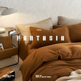 Load image into Gallery viewer, FANTASIA Collection Dream Planet [Pawn Amber] Caramel Color Waffle Cotton Four-piece Cotton Sheet