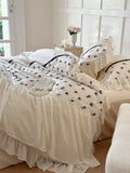 Load image into Gallery viewer, Romantic French rose embroidery cotton long-staple cotton four-piece set cotton lace quilt cover sheets girl bedding