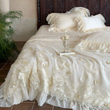 Load image into Gallery viewer, Lanxu Home Textiles French Lace Edge Summer Quilt Four-piece Summer Cool Ice Silky Quilt Tencel Bed Cover Bedding
