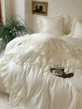 Load image into Gallery viewer, Girl's heart cotton long-staple cotton four-piece set three-dimensional rose French lace quilt cover sheets princess style bedding