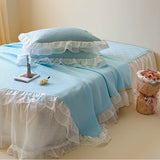 Load image into Gallery viewer, Summer Cool Silky Mat Xia Liang Quilt Four-piece Set Lace Bed Skirt Washable Naked Sleeping Air Conditioning Mat Three-piece Set