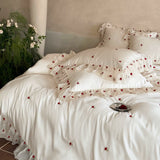 Load image into Gallery viewer, French Sweet Cream Wind Tencel Four-piece Rose Embroidered Quilt Cover Summer Cool Ice Silky Sheet Bedding