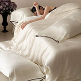 Load image into Gallery viewer, Lanxu Home Textiles Light Luxury Lenzing Tencel Four-piece Feather Jacquard Quilt Cover Summer Cool Ice Silky Sleeping Naked Bedding