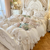 Load image into Gallery viewer, Winter cute girl milk fleece thickened four-piece set pleated lace fleece coral fleece quilt cover princess windbed skirt