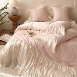 Load image into Gallery viewer, Southern French Love Letter – French Luxury Tencel Cotton Bedding Set with Bow Lace Trim