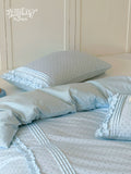 Load image into Gallery viewer, FANTASIA Dream Planet [Salt Lake Dream Boat] Blue Polka Dot Lace Cotton Four-piece Cotton Sheet