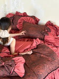 Load image into Gallery viewer, French romantic 100 long-staple cotton wedding four-piece set cotton girl heart red wedding pure cotton bedding 4