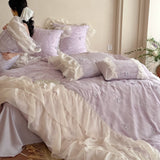 Load image into Gallery viewer, French romantic three-dimensional flower long-staple cotton four-piece set, lace lace quilt cover, pure cotton girl's heart bed sheet, bedding