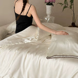Load image into Gallery viewer, Lanxu Home Textiles Light Luxury Lenzing Tencel Four-piece Feather Jacquard Quilt Cover Summer Cool Ice Silky Sleeping Naked Bedding