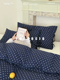 Load image into Gallery viewer, FANTASIA Collection Dream Planet [Endless Play] Retro Polka Dots Dark Blue Cotton Four-piece Cotton Sheet