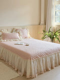 Load image into Gallery viewer, Girl princess style cotton pure cotton bed cover four-piece French romantic lace quilt cover thickened padded cotton sheet