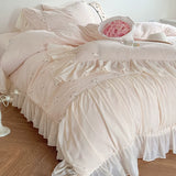 Load image into Gallery viewer, Winter Princess Wind Thickened Milk Fleece Bed Four-piece Warm Coral Fleece Sheet French Romantic Rose Quilt Cover