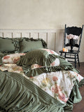 Load image into Gallery viewer, French retro style thickened tencel cotton polished four-piece set cotton thermal bed sheet princess lotus leaf edge quilt cover bedding