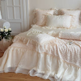 Load image into Gallery viewer, Lan preface French fairy beauty style summer Tencel summer cool quilt four-piece ice silk cake skirt thin quilt girl heart summer quilt
