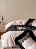 Load image into Gallery viewer, French girl pure cotton satin four-piece set cotton black lace long-staple cotton mattress sheets bedding