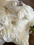 Load image into Gallery viewer, French romantic girl princess style four-piece set cotton abraded pleated chiffon lace bedding pure cotton sheets