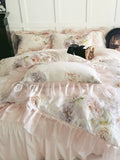 Load image into Gallery viewer, French romantic bed skirt four-piece set of 100 tencel cotton glazed yarn lace oil painting quilt cover silky smooth naked sleeping bedding 4