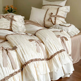 Load image into Gallery viewer, Vintage French Princess Style Premium Tencel Four-piece Girl Ice Silky Naked Sleeping Quilt Cover Sheets Bedding