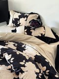 Load image into Gallery viewer, Retro French jacquard cotton polished four-piece set autumn and winter thickened pure cotton black gold printing quilt cover bedding