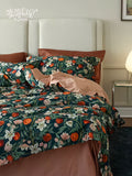 Load image into Gallery viewer, FANTASIA set dream planet [autumn flower red] retro American satin long-staple cotton four-piece light luxury bedding