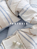 Load image into Gallery viewer, FANTASIA Collection Dream Planet [Carbonated Love Letter] Cotton three-dimensional blue striped bed four-piece set of pure cotton sheets