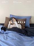 Load image into Gallery viewer, Nordic Bauhaus style blue stripes cotton washed cotton four-piece cotton sheets