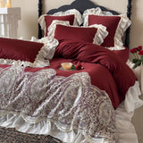Load image into Gallery viewer, French heavy industry court cotton long-staple cotton four-piece set pure cotton romantic lace quilt cover girl high-end bedding