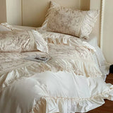Load image into Gallery viewer, French pastoral girl's heart cotton four-piece romantic flower hollow lace quilt cover princess windbed skirt