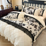 Load image into Gallery viewer, Winter carved thickened milk fleece four-piece set retro princess wind coral fleece double-sided fleece fleece quilt cover bed skirt