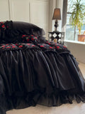 Load image into Gallery viewer, French retro cotton long-staple cotton bed skirt four-piece romantic flower lace edge quilt cover princess style high-end bedding