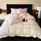 Load image into Gallery viewer, Winter warm carved milk fleece four-piece set small fragrant wind webbing thickened coral fleece quilt cover girl heart bedding