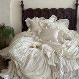 Load image into Gallery viewer, Edinburgh Dream — French Vintage Princess Bedding Set | 100% Cotton Ruffle Bed Skirt 4-Piece Set