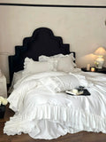 Load image into Gallery viewer, French romantic satin long-staple cotton white four-piece set, high-grade pure cotton lace bed skirt, cotton princess style bedding