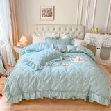 Load image into Gallery viewer, Ins Internet celebrity white cotton washed cotton bed four-piece set girl heart padded cotton quilt cover light luxury high-end bed sheet 4