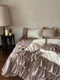 Load image into Gallery viewer, French princess wind washed cotton bed skirt four-piece romantic bow quilt cover pure cotton girl heart bedding