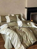 Load image into Gallery viewer, French light luxury cotton 100 long staple cotton four-piece set retro printing quilt cover bed sheet pure cotton satin lace bedding