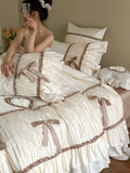 Load image into Gallery viewer, Vintage French Princess Style Premium Tencel Four-piece Girl Ice Silky Naked Sleeping Quilt Cover Sheets Bedding