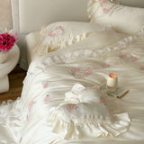 Load image into Gallery viewer, Lan Xu Home Textiles French Summer Girl Heart Tencel Four-piece Rose Embroidery Quilt Cool Silky Bedding