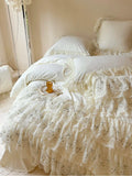 Load image into Gallery viewer, French cream lace four-piece cotton high-end winter polished bed sheet girl princess pure cotton quilt cover