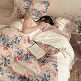 Load image into Gallery viewer, Lanxu Home Textiles French Retro Double Yarn Four-piece Set Cotton Bow Lace Quilt Cover Girl's Heart Bedding