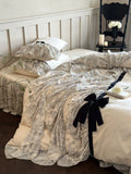 Load image into Gallery viewer, French niche cotton polished bed four-piece set of pure cotton romantic lotus leaf lace quilt cover girl princess bed skirt