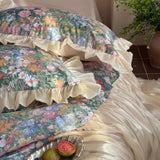 Load image into Gallery viewer, Fanmeng Huaqi French retro oil painting feeling cotton long-staple cotton four-piece set pure cotton glazed yarn edge quilt cover bedding