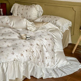 Load image into Gallery viewer, French Romantic Summer Lenzing Tencel Bed Four-piece Cool Silky Printed Naked Sleeping Quilt Cover Sheet Sheet Sheet