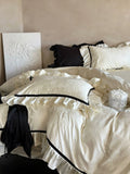 Load image into Gallery viewer, French Lyocell Tencel cotton four-piece set of pure cotton satin jacquard quilt cover girl heart lace solid color bed sheet bedding